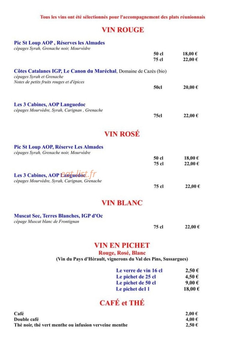 Restaurant Le 974 — carte page 5