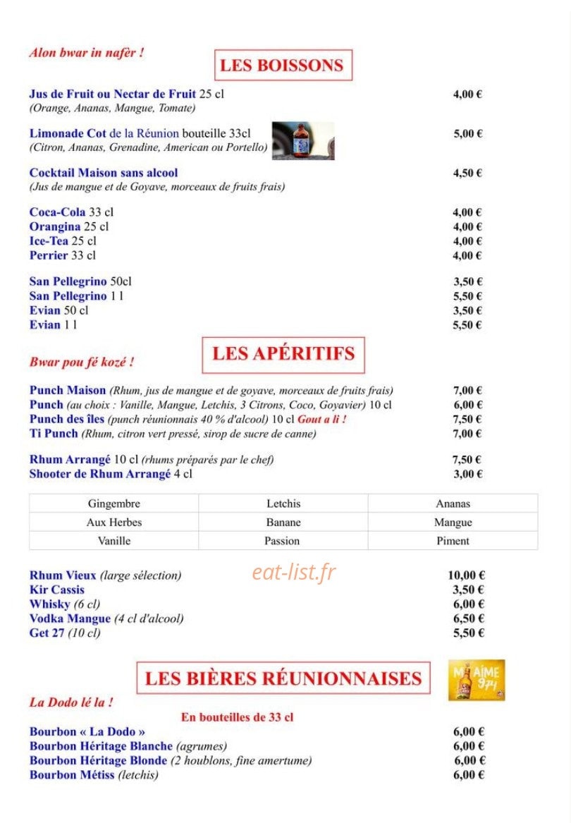 Restaurant Le 974 — carte page 4