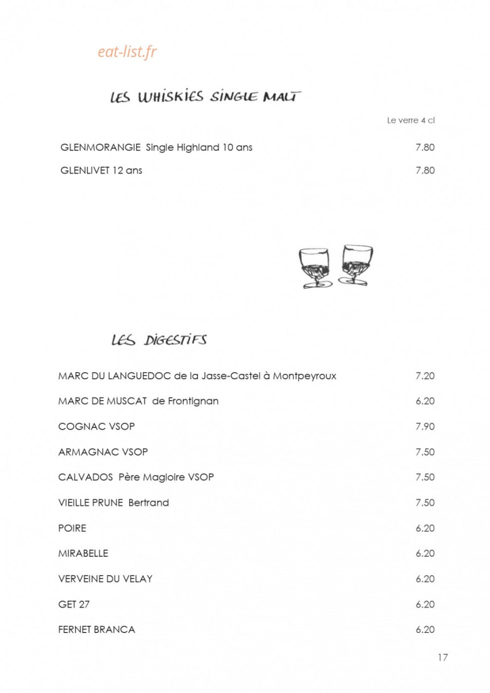 L'Auberge du Cèdre — carte page 15