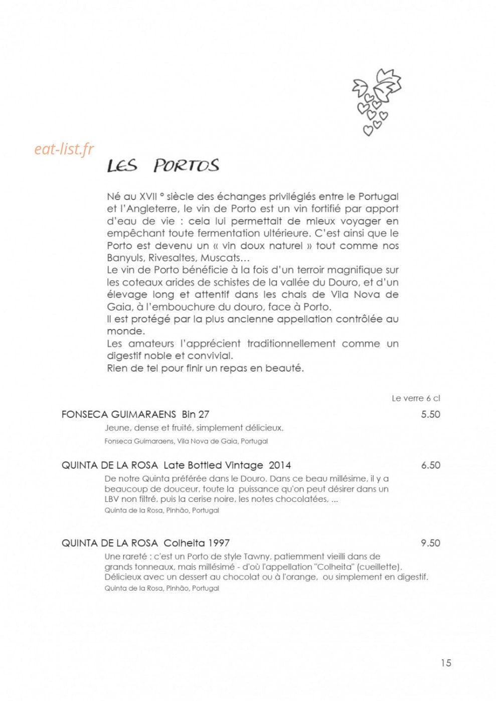 L'Auberge du Cèdre — carte page 14