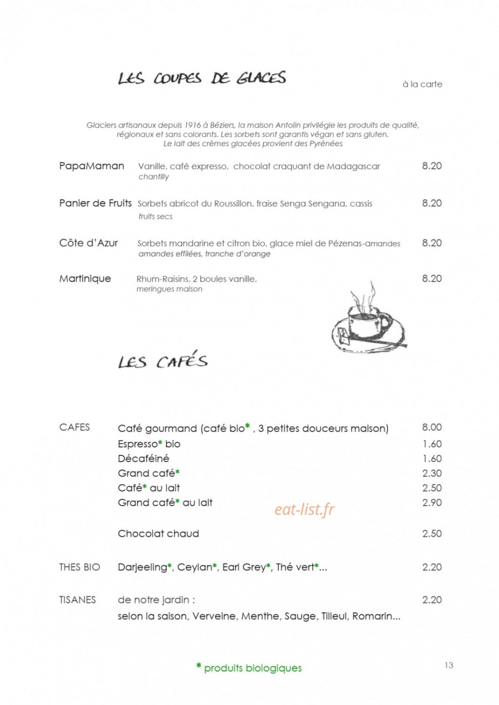 L'Auberge du Cèdre — carte page 13