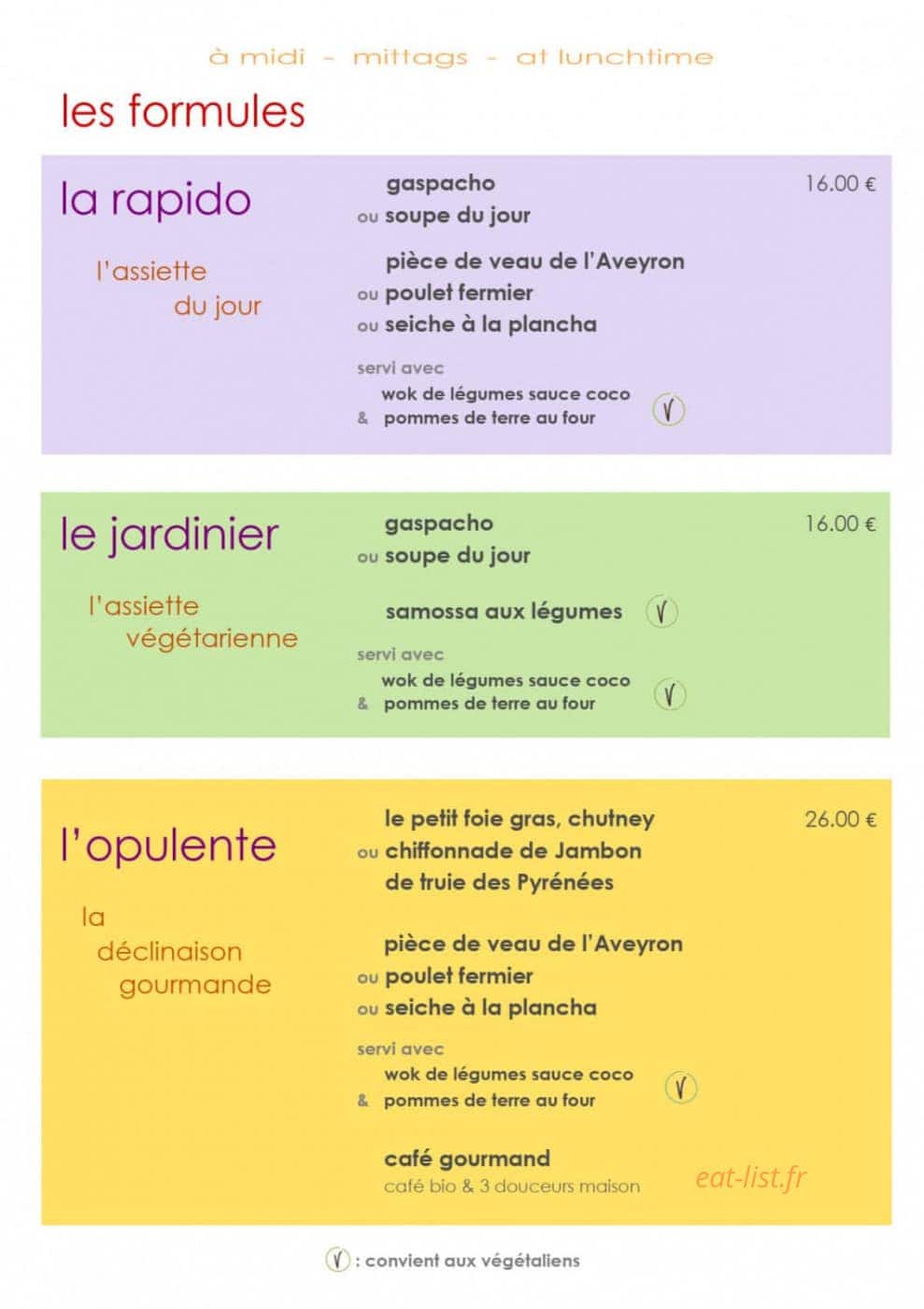 L'Auberge du Cèdre — carte page 18