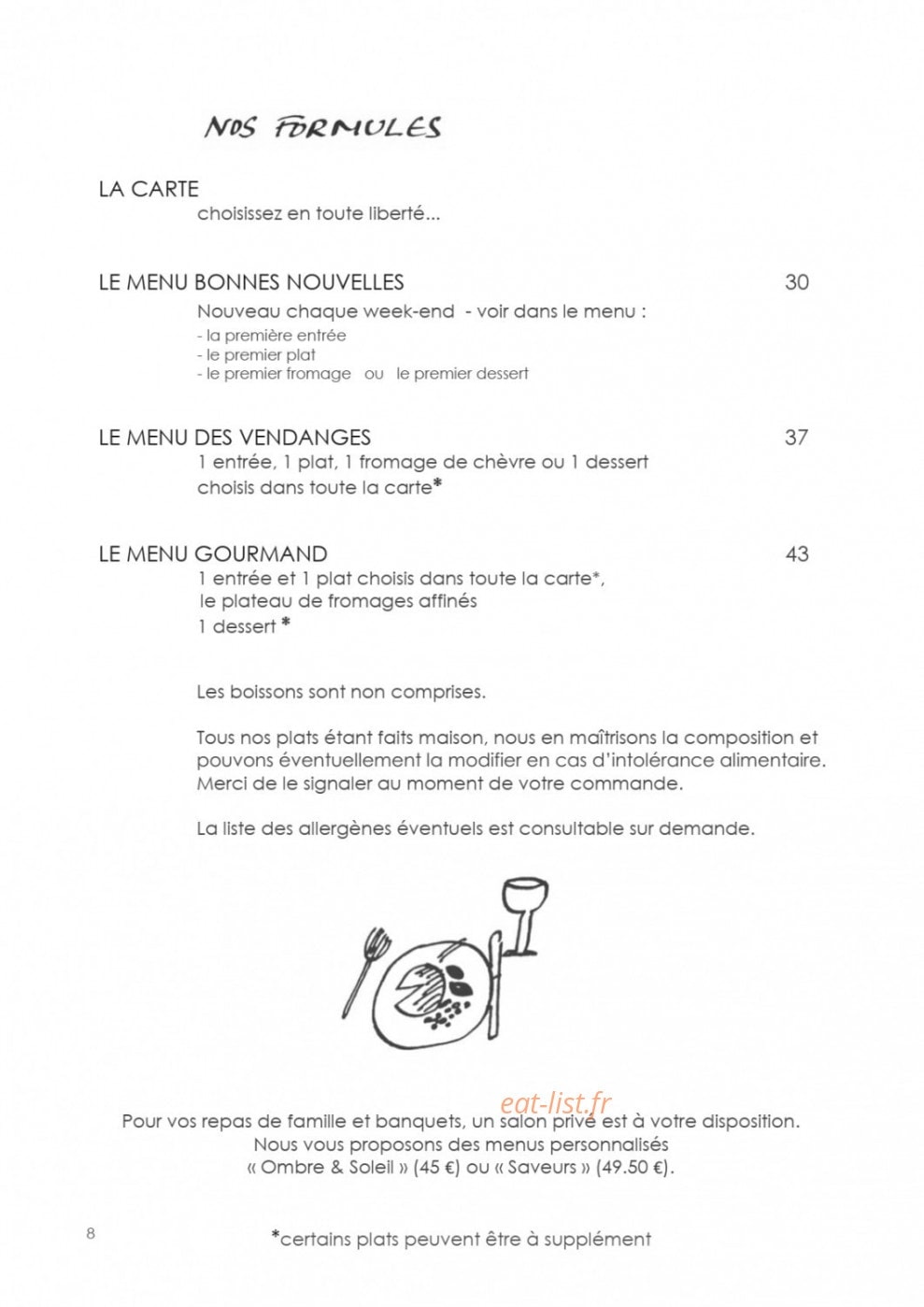 L'Auberge du Cèdre — carte page 8