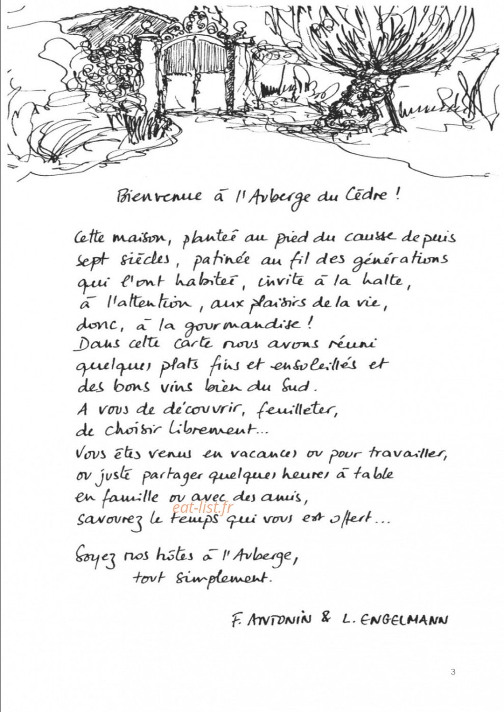 L'Auberge du Cèdre — carte page 3