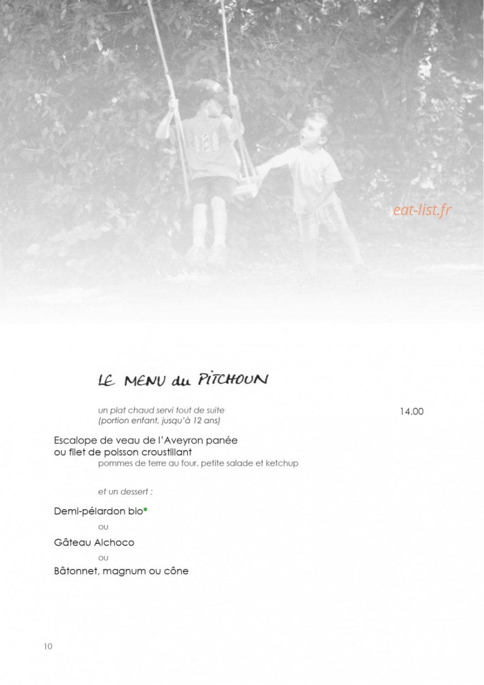 L'Auberge du Cèdre — carte page 10