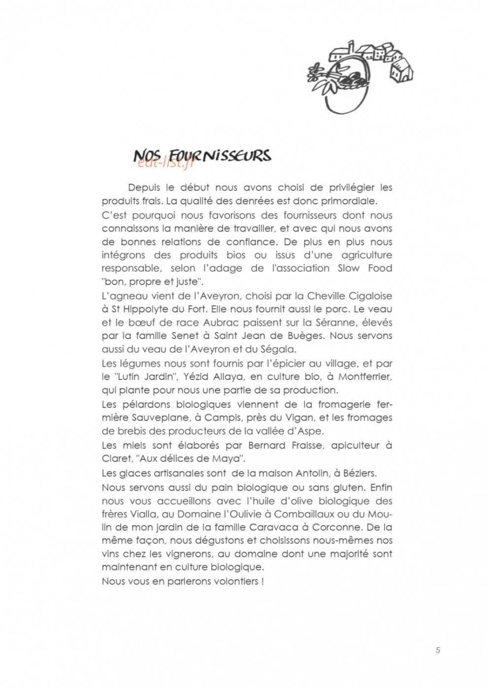 L'Auberge du Cèdre — carte page 5