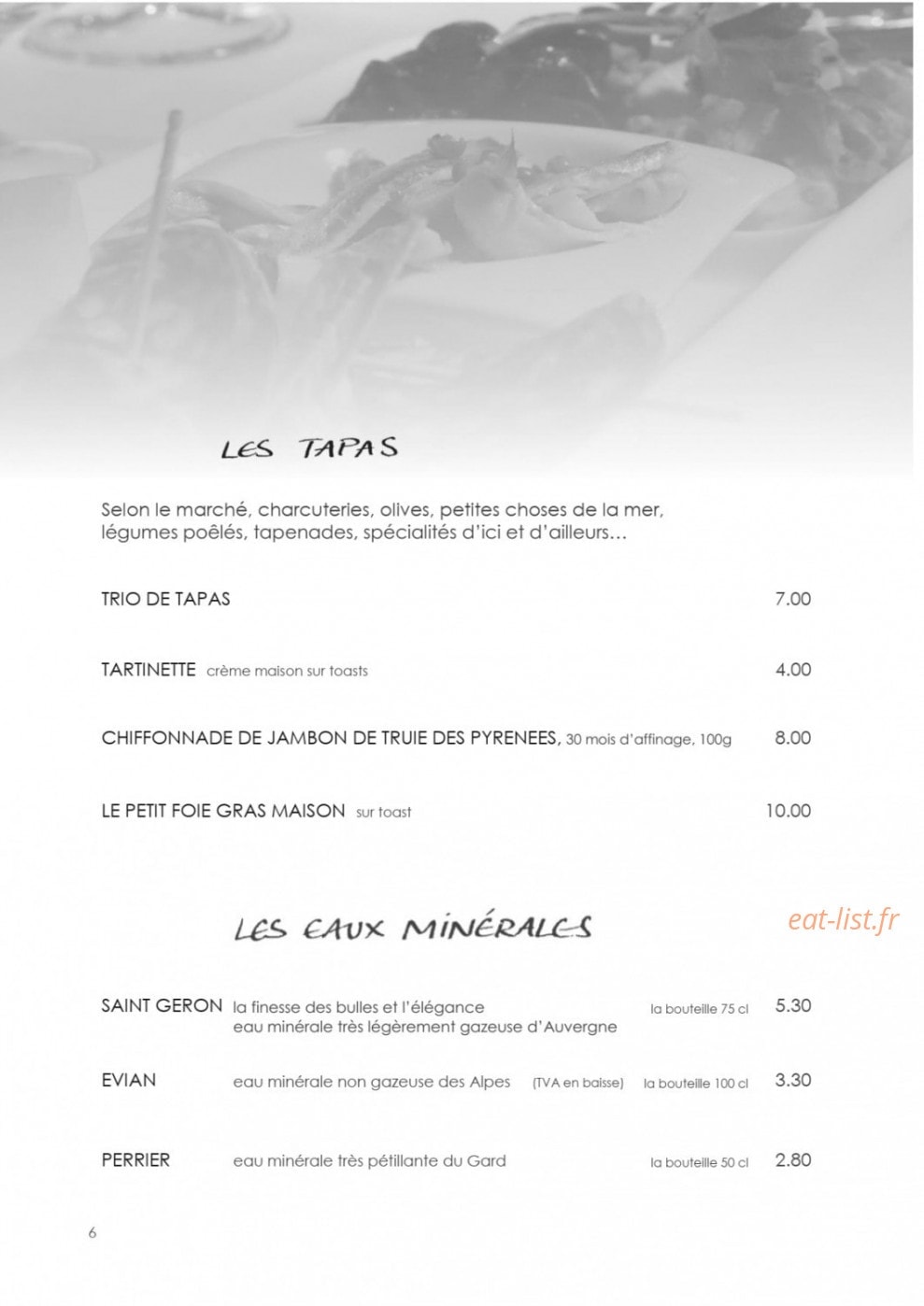 L'Auberge du Cèdre — carte page 6