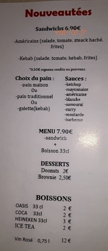 Pizza O'fun — carte page 1