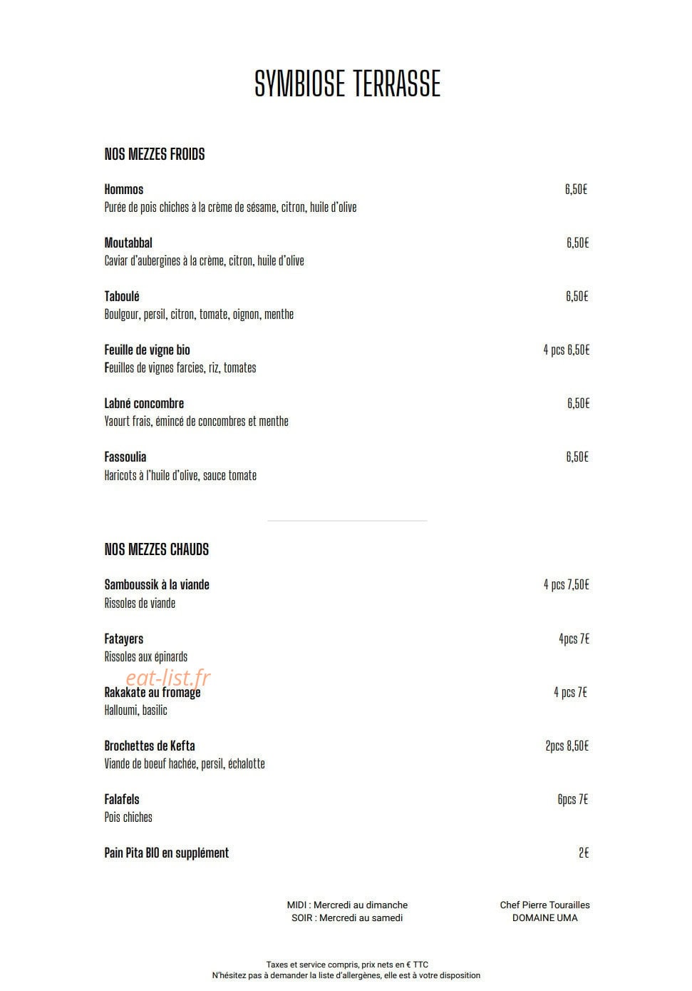 Domaine Uma — carte page 1
