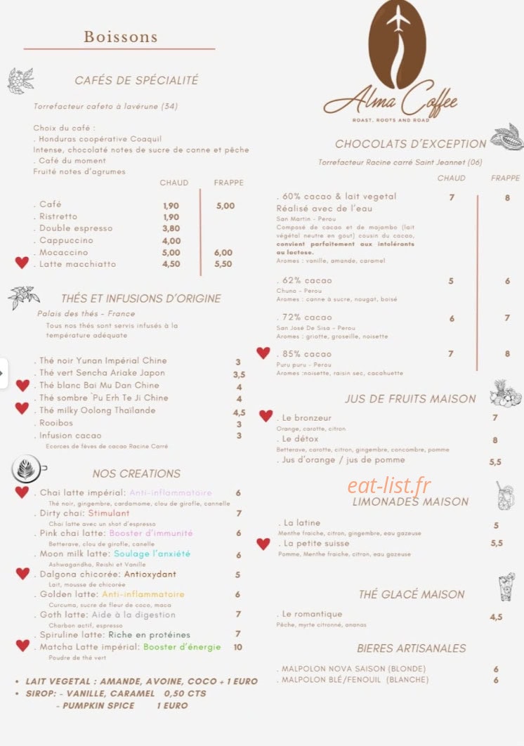 Alma coffee — carte page 2