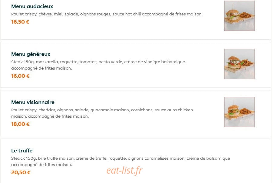 Aura Burger and Coffee — carte page 2