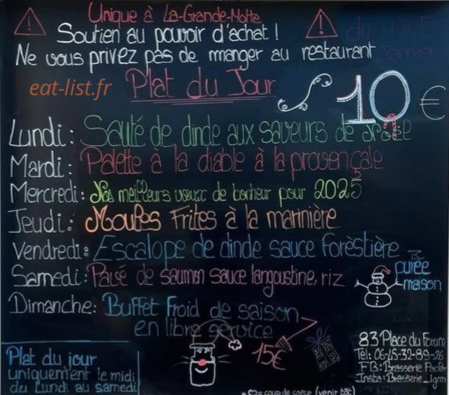 Brasserie Paolo — carte page 1