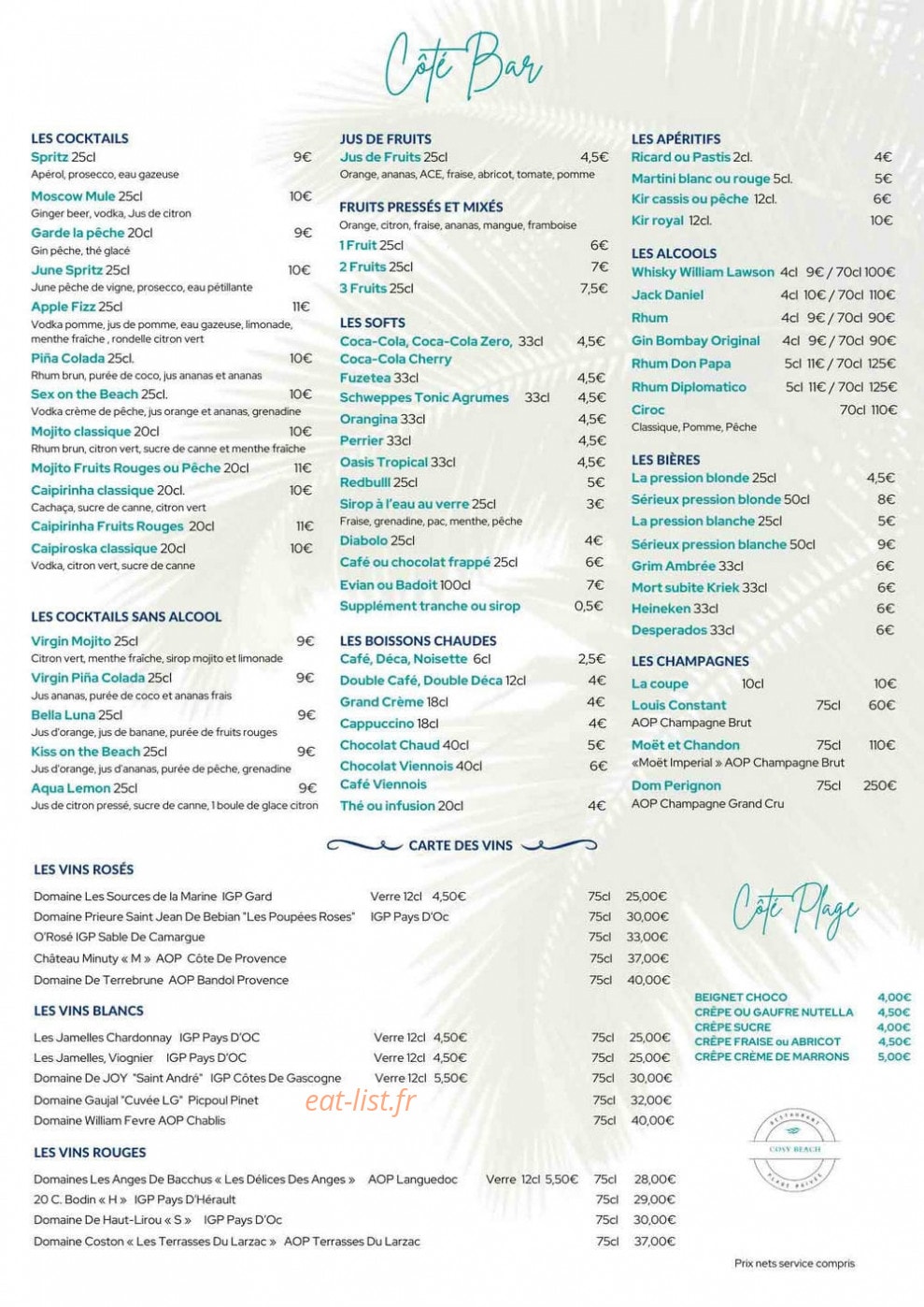 Cosy Beach — carte page 2