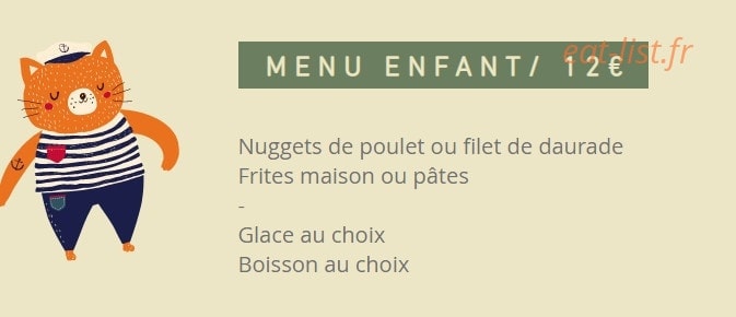 Carte et menu de La Paillote Bambou à La Grande Motte — Les menus enfants