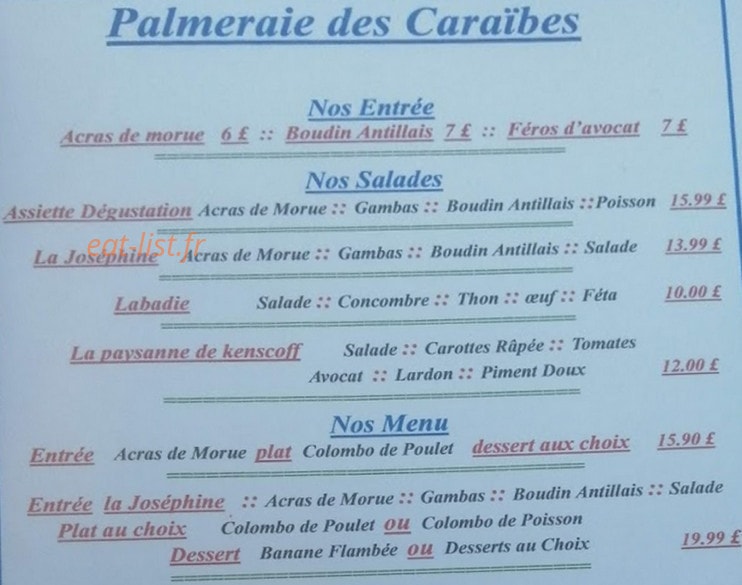 La Palmeraie des Caraïbes — carte page 1