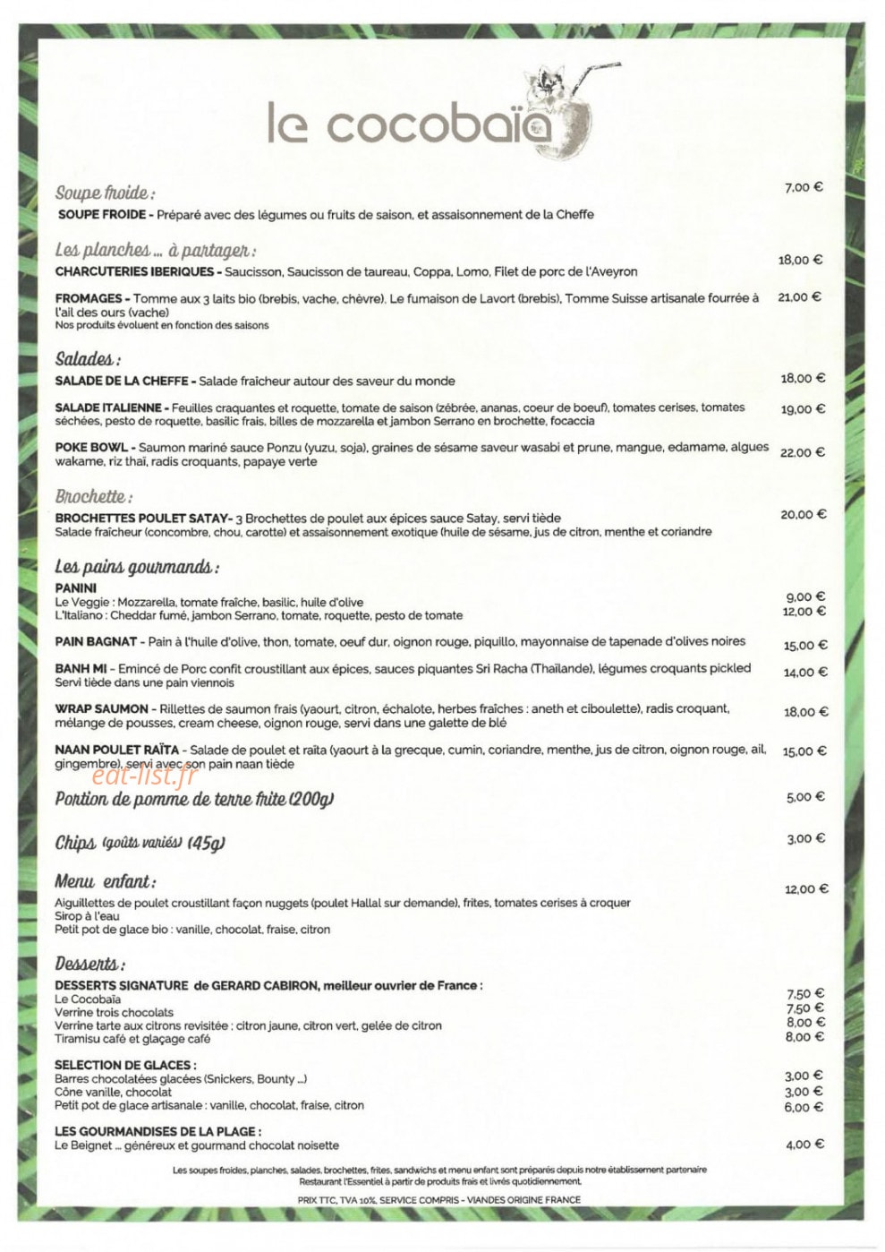Le Cocobaïa — carte page 1