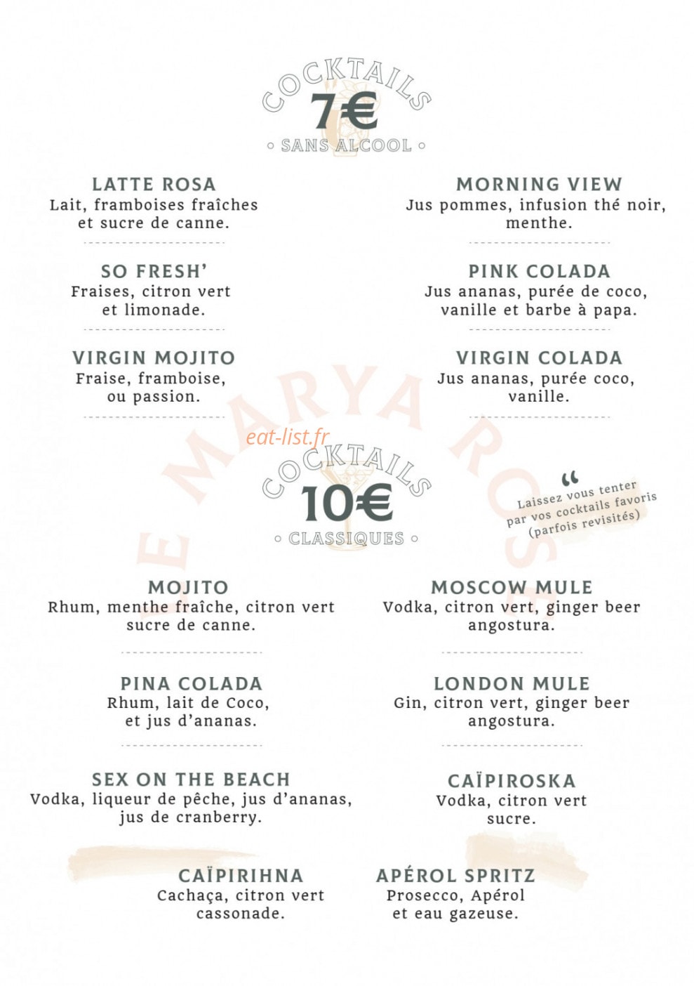 Le Marya Rose — carte page 1