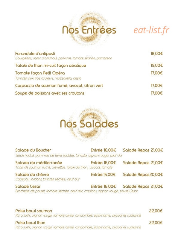Le Petit Opera — carte page 2
