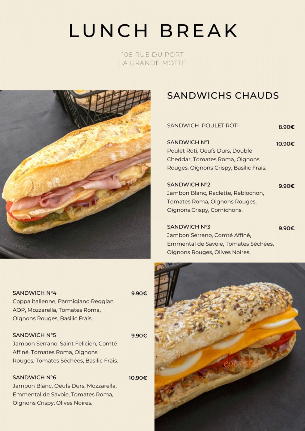 Lunch Break — carte page 3