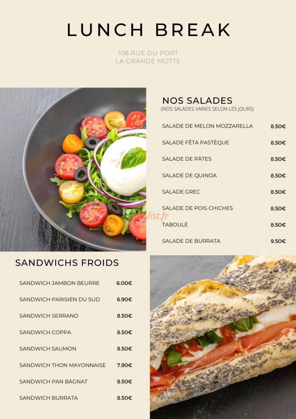 Lunch Break — carte page 2