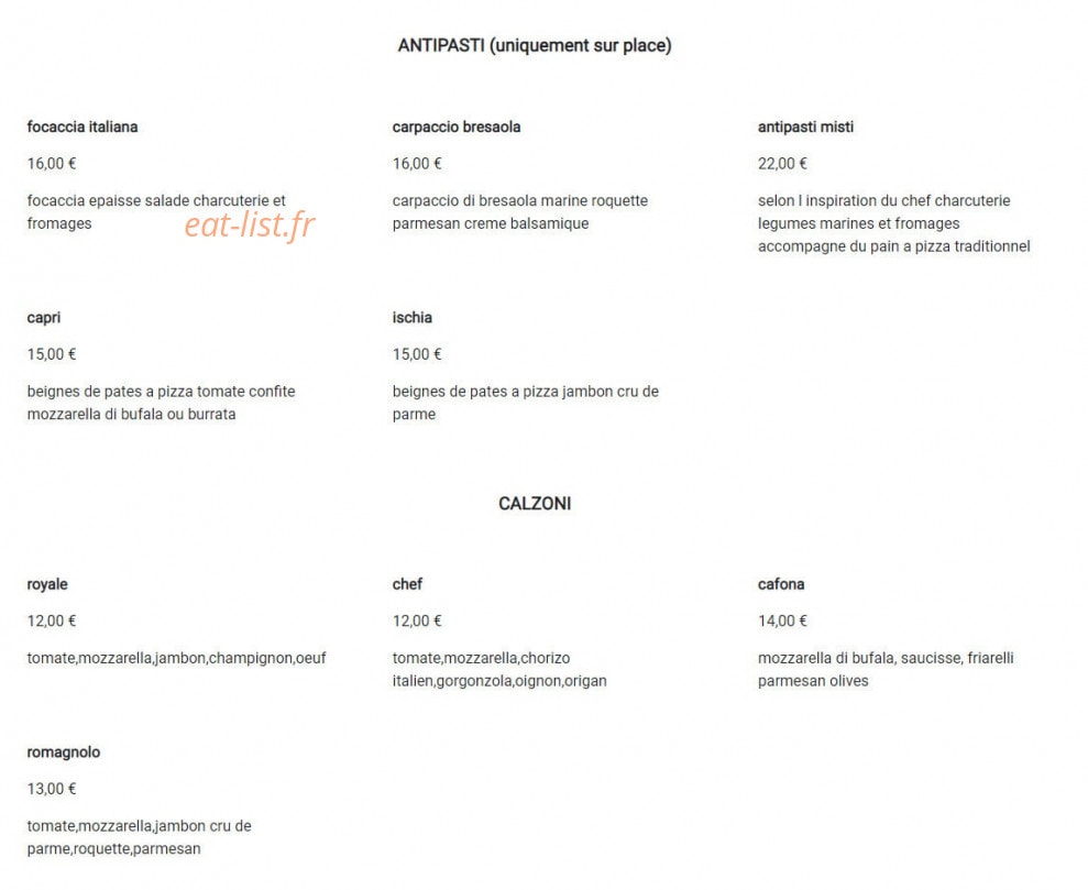Pizza Fabio — carte page 3