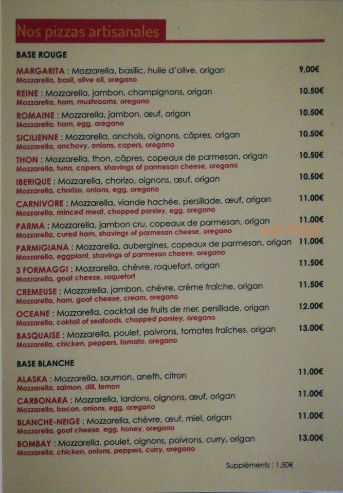 Pizzeria du Garden — carte page 2