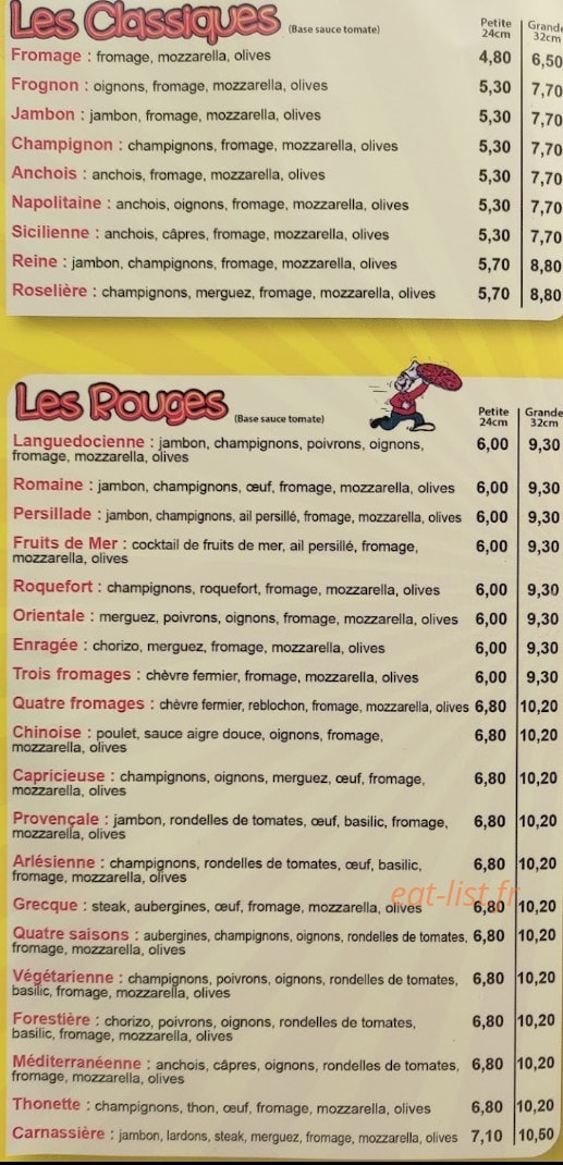 Pizzeria Pierrot et Katia — carte page 2