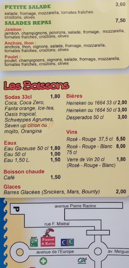 Pizzeria Pierrot et Katia — carte page 4