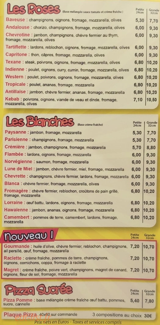 Pizzeria Pierrot et Katia — carte page 3
