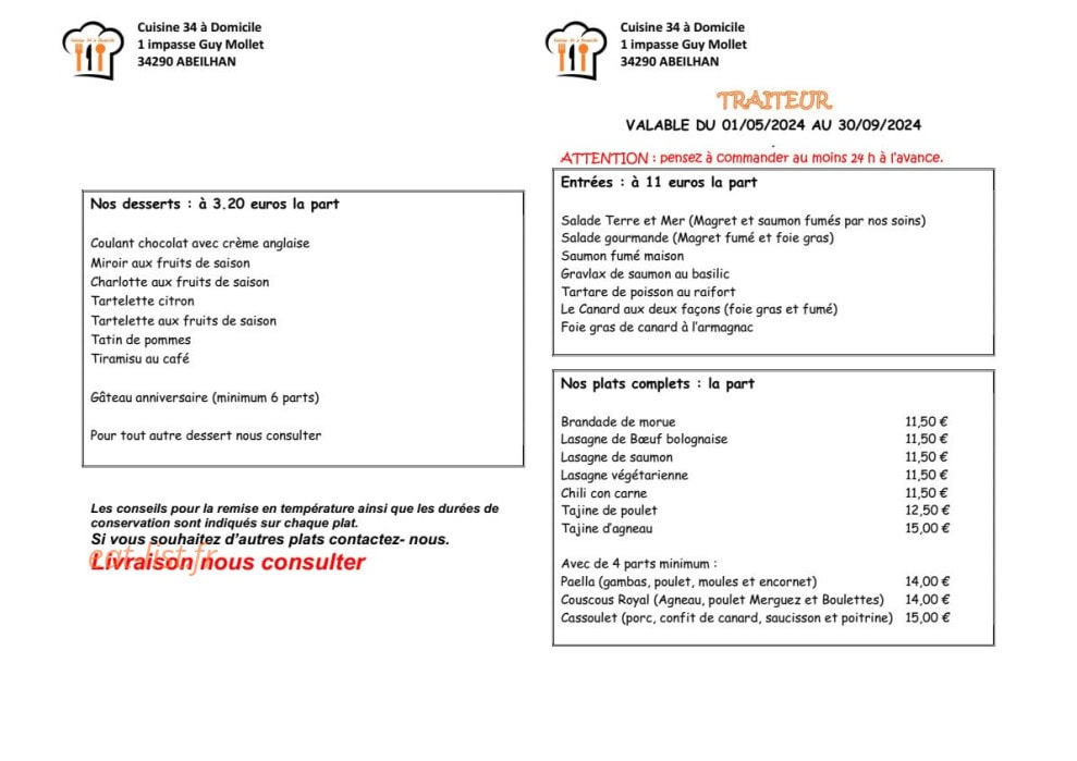 Cuisine 34 — carte page 2