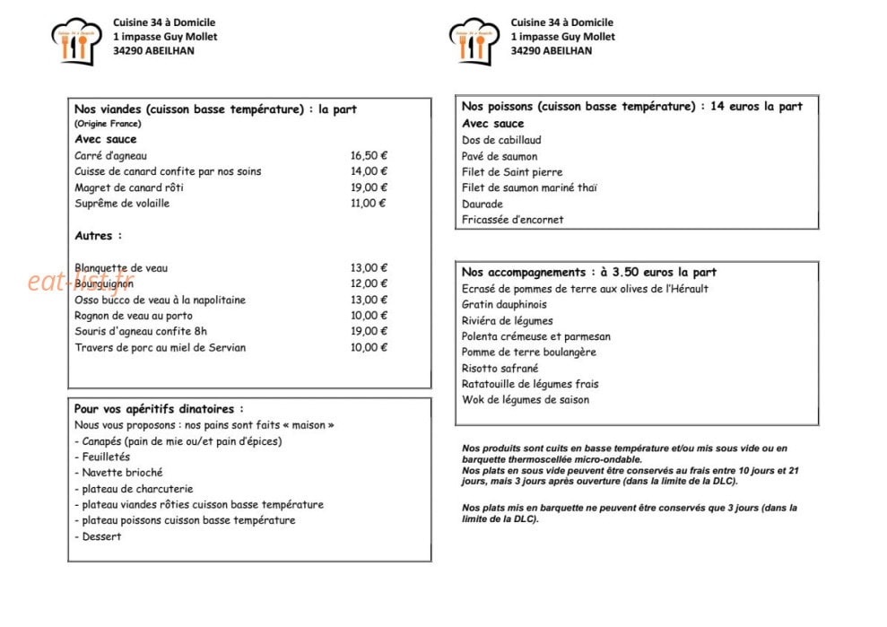 Cuisine 34 — carte page 1