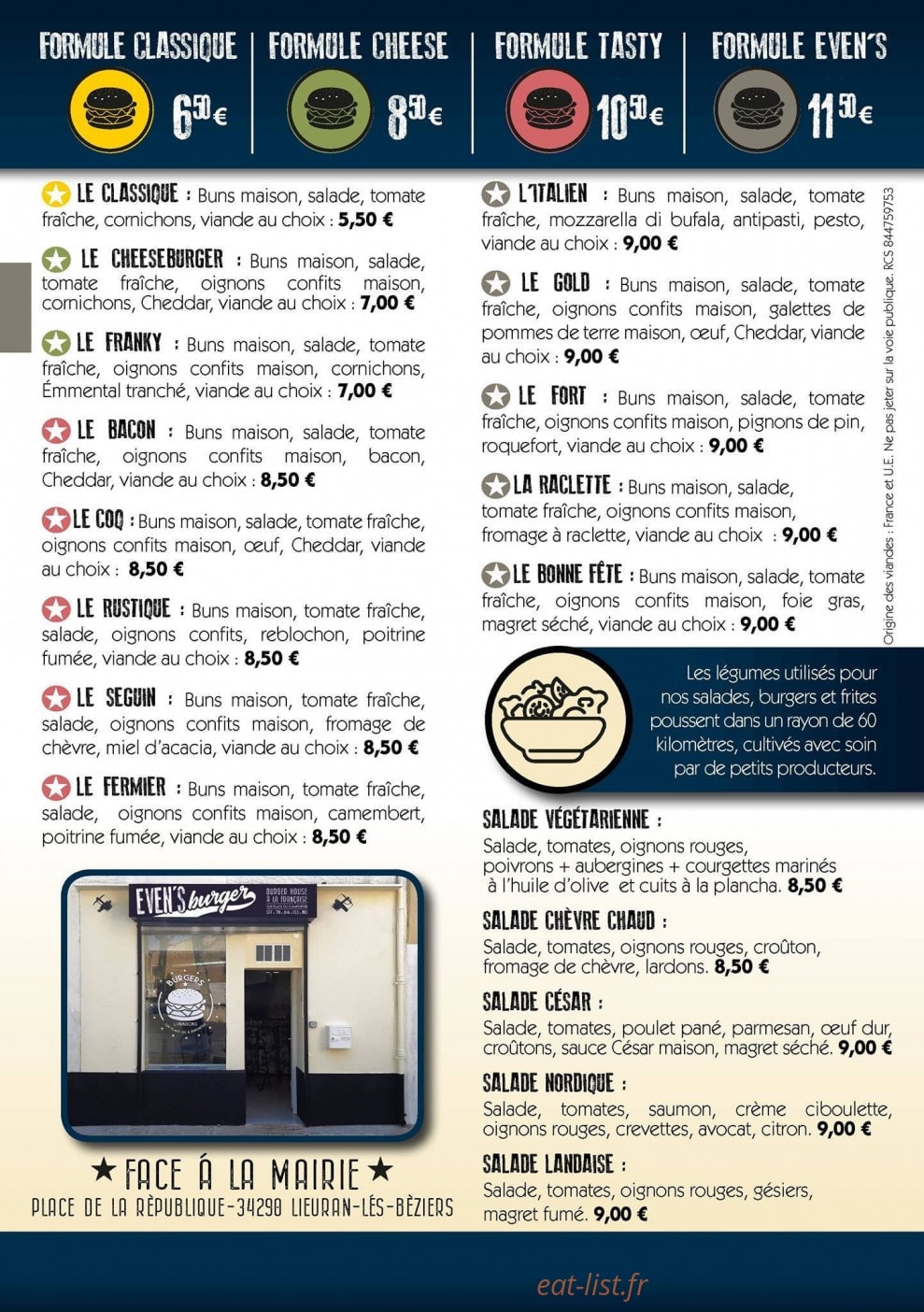 Even's Burger — carte page 2