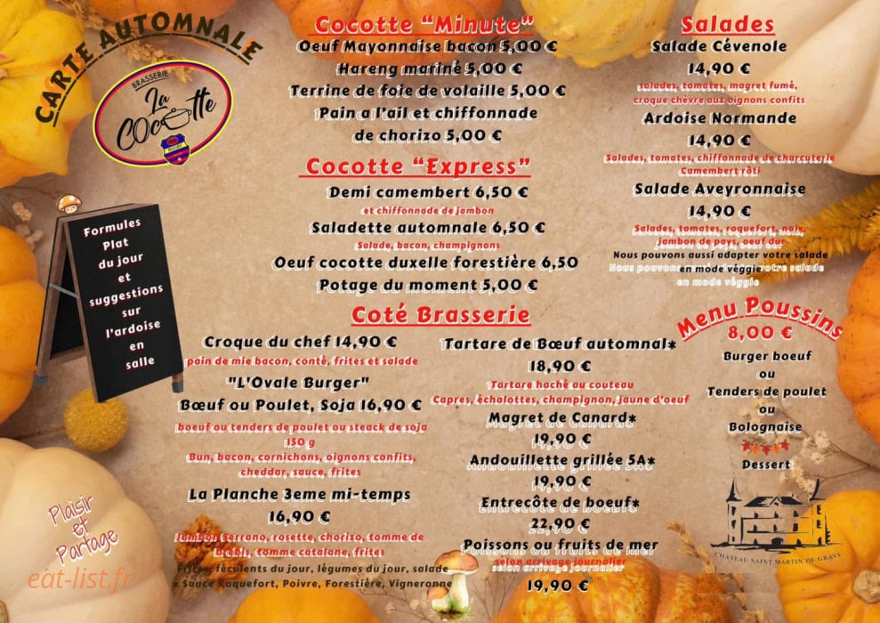 La Cocotte — carte page 1