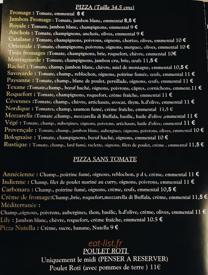 La Tour a Pizza — carte page 2