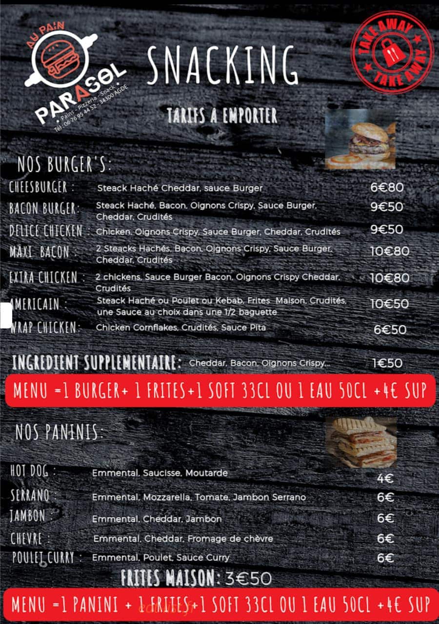 Au Pain Parasol — carte page 2