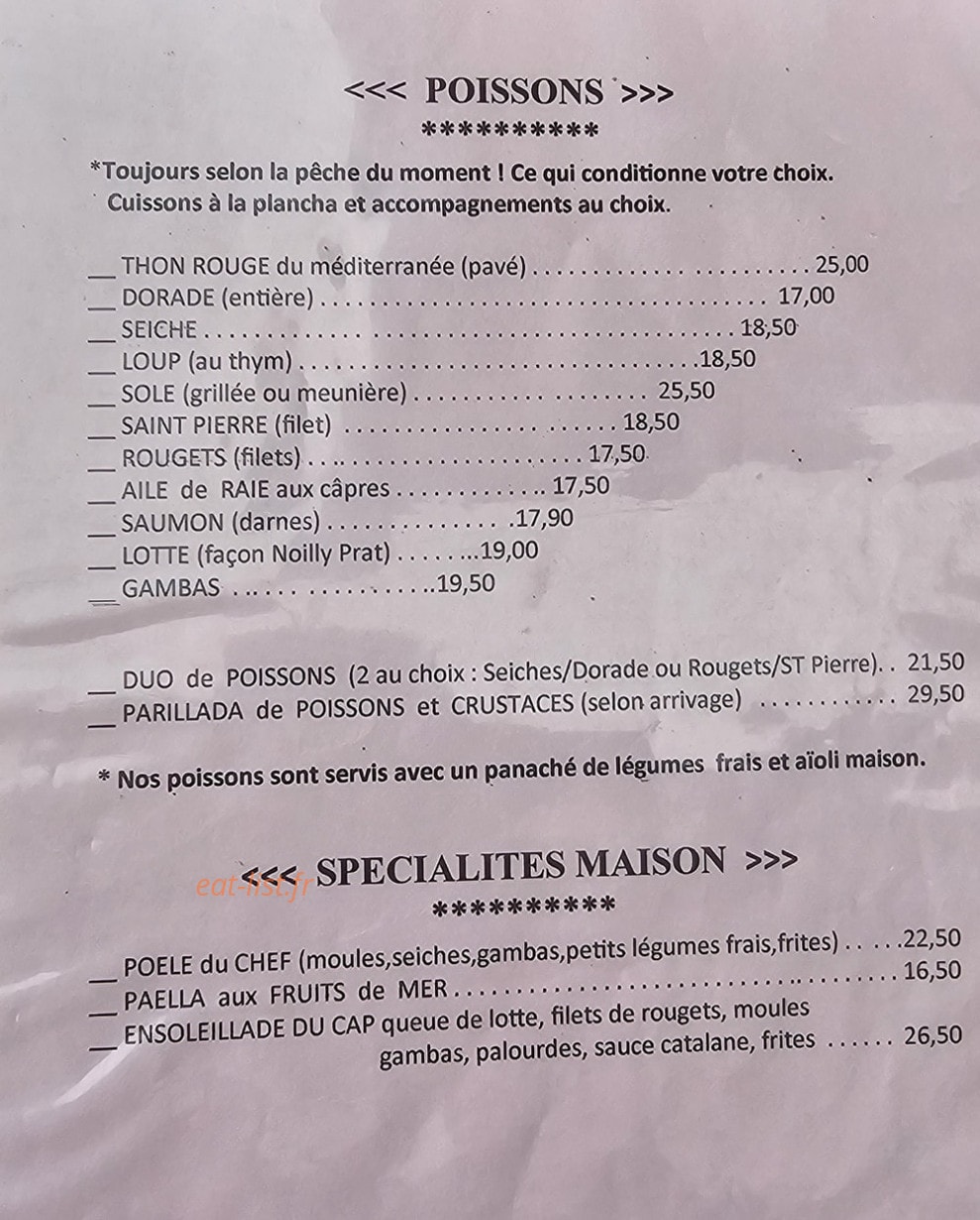 Au Soleil — carte page 1