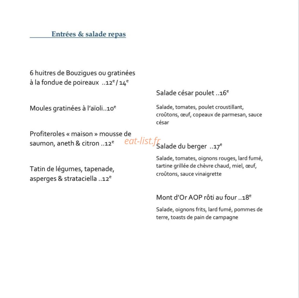 Brasserie La Plage — carte page 2