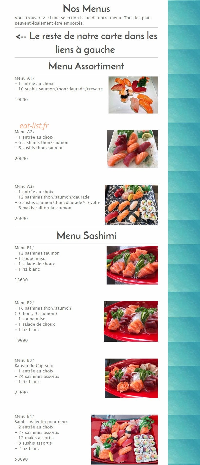Cap Sushi — carte page 1