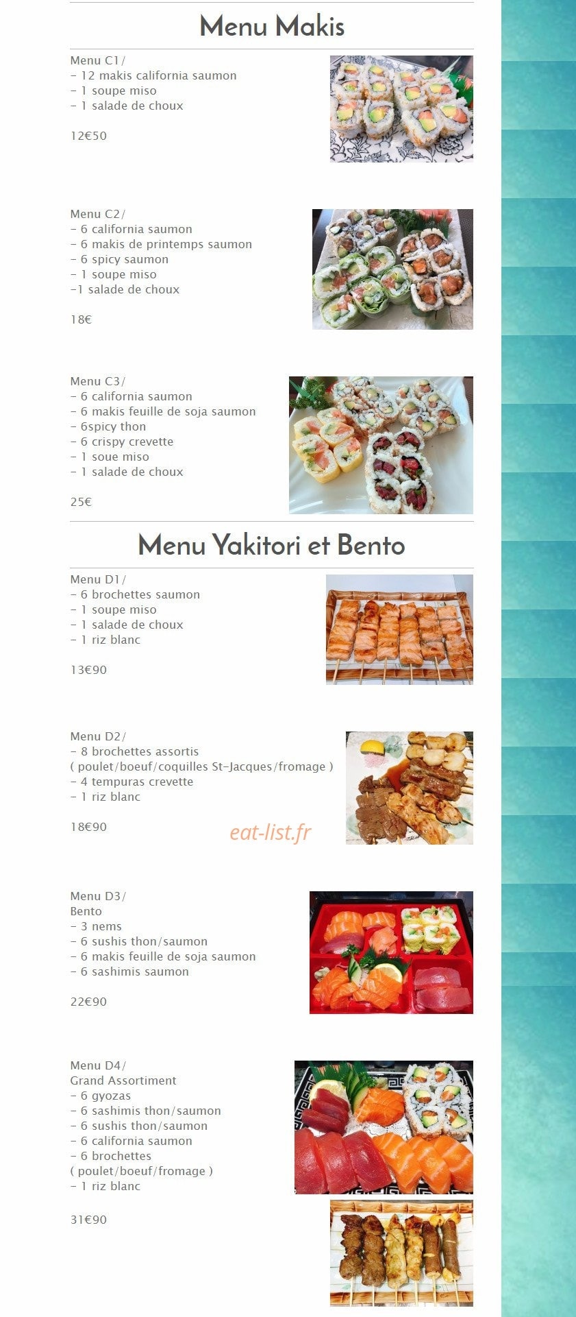 Cap Sushi — carte page 2