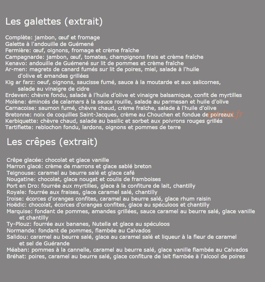 Crêperie La Ribote — carte page 1