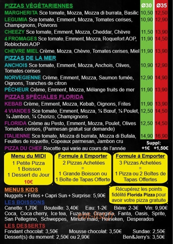 Florida Pizza — carte page 3