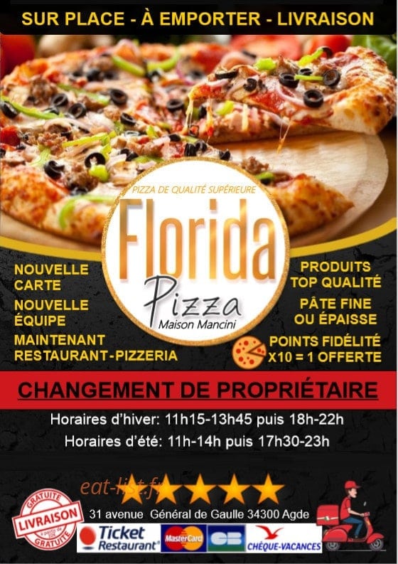 Florida Pizza — carte page 1