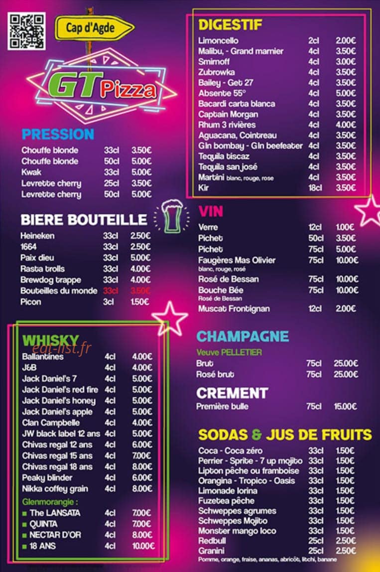 GT Pizza — carte page 2