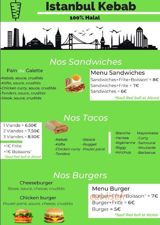 Istanbul kebab — carte page 1