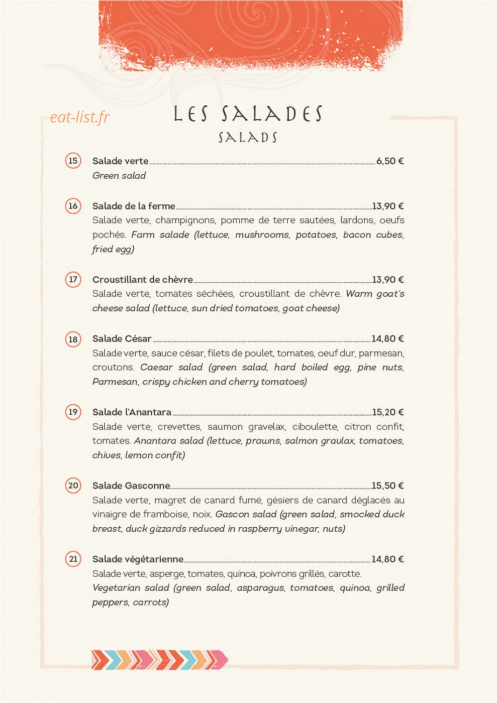 L'Anantara — carte page 11