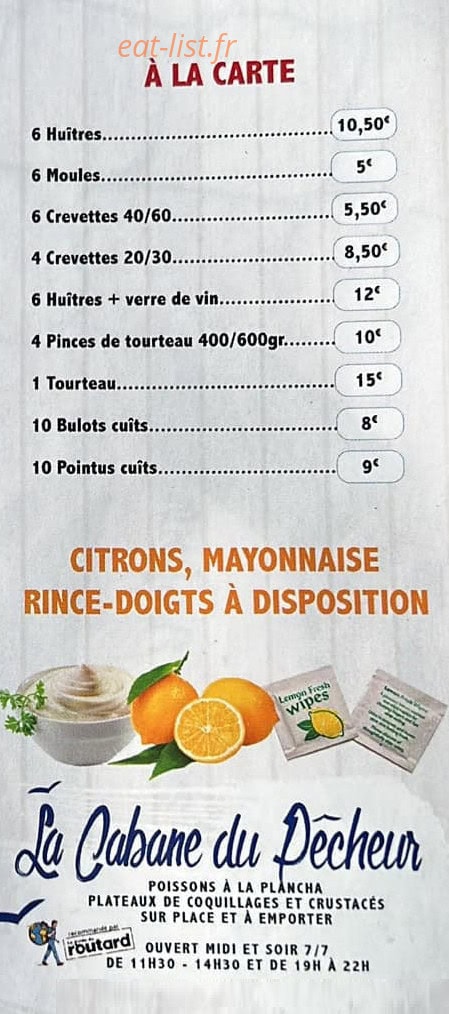 La Cabane Du Pechêur — carte page 1