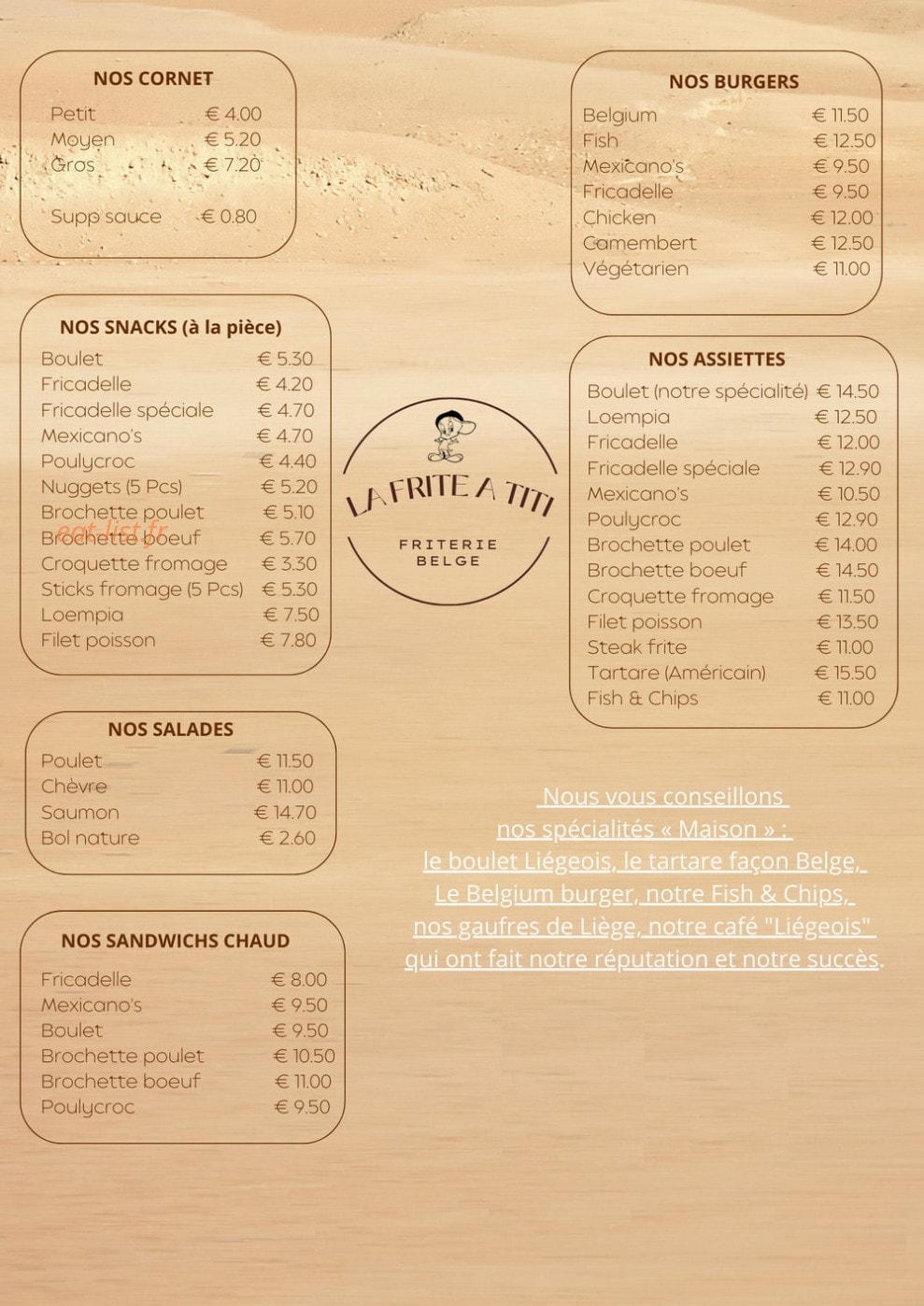 La Frite À Titi — carte page 1