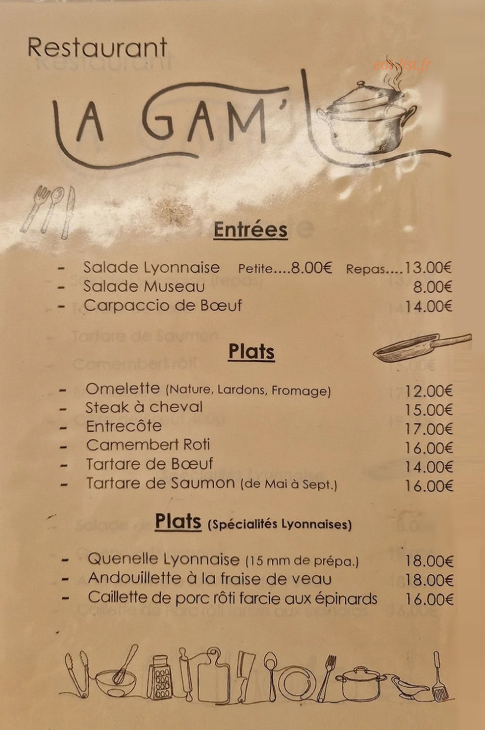 La Gam ' L — carte page 1