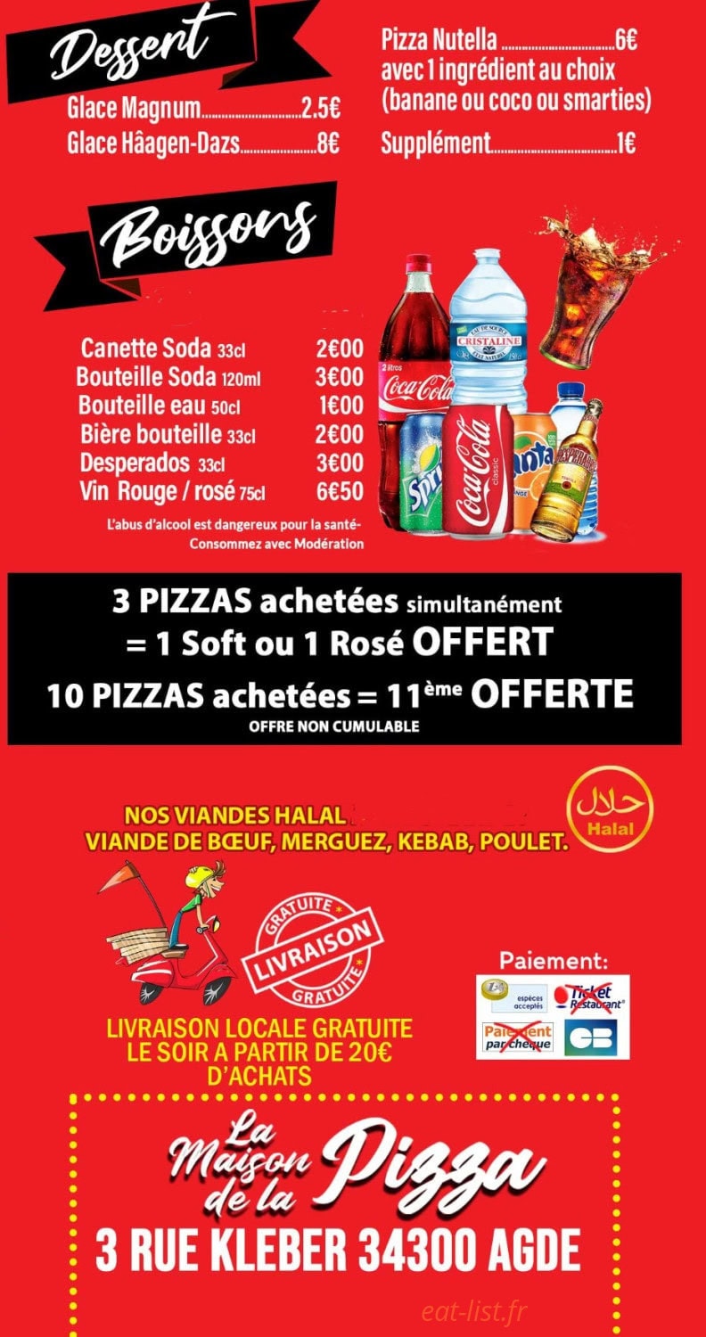 La Maison de la Pizza — carte page 6