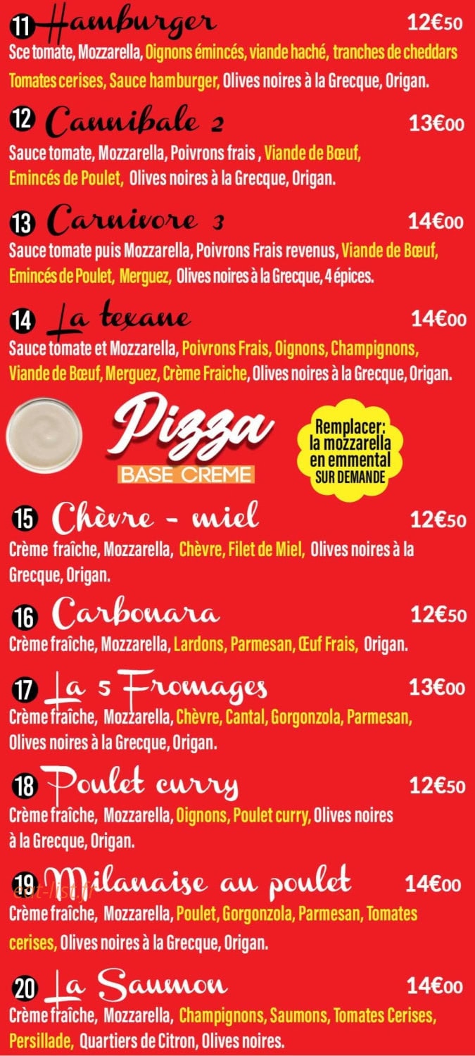 La Maison de la Pizza — carte page 3